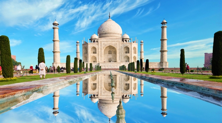 Indien-agra-taj-mahal-spegelbild-indcen-resor