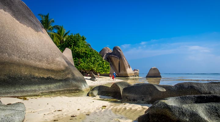 Seychellerna-Seychelles-La-Digue-Anse-Source-D-Argent-Beach-Strand