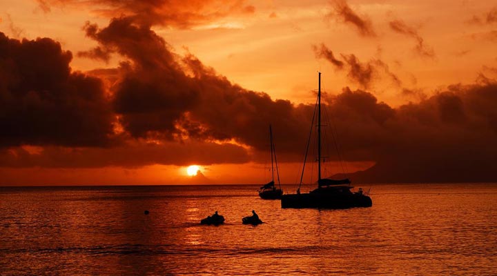 Seychellerna-Sunset-Solnedgang-Mahe-Sol-Sea-Hav-Bat-Boat